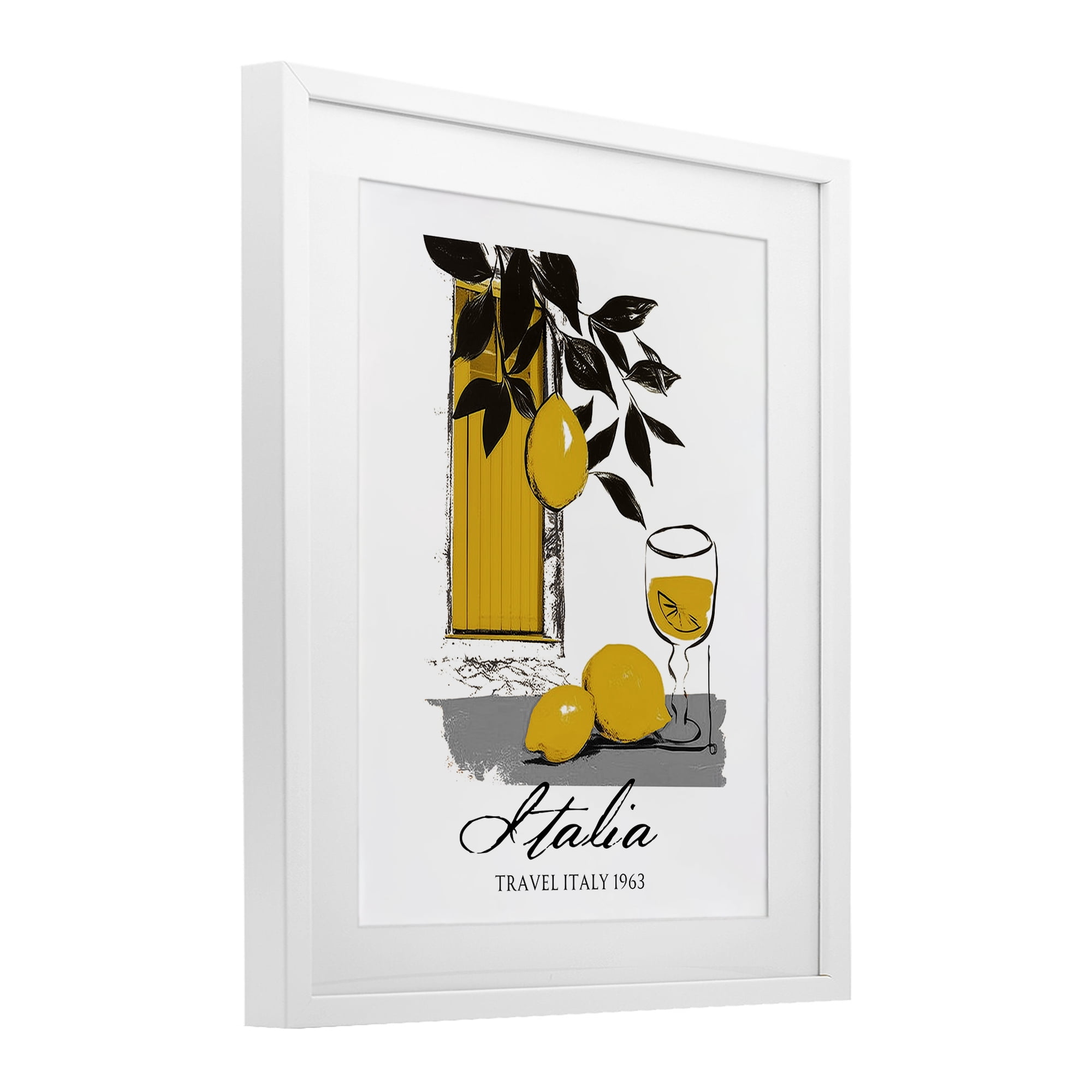 Stupell Industries Travel Italia Lemons White Framed Print Under Glass, design by Annabelle Hall