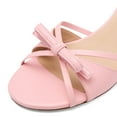 thumbnail image 3 of XYD Women Cute Bowknot Round Open Toe Slip On Sandals Kitten Low Heel Mules Summer Chic Resort Shoes Size 9 Pink, 3 of 4