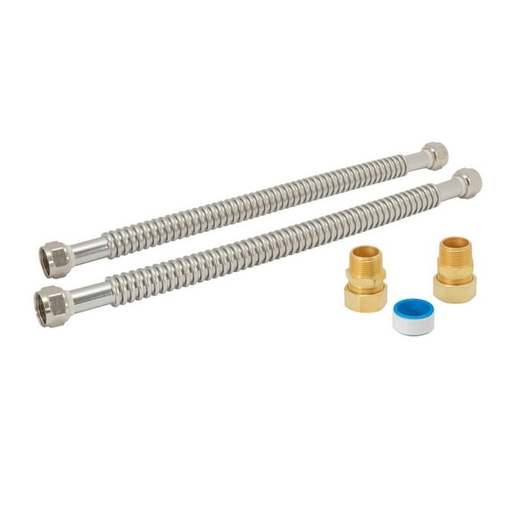 Eastman 48281 Corrugated Stainless Steel Electric Water Heater Installation Kit, 3/4 inch FIP, 18 inch