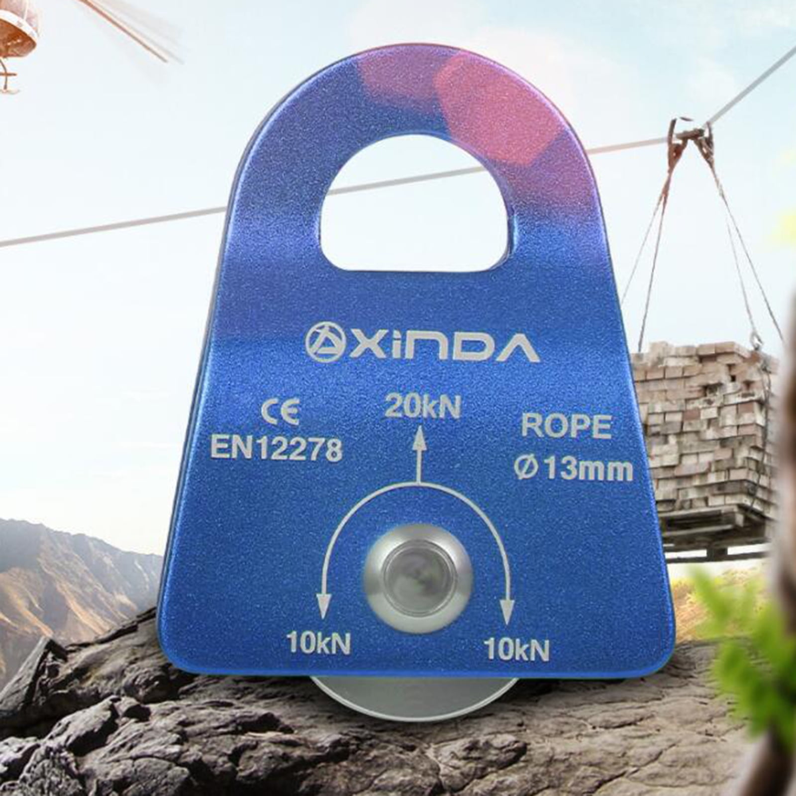 20KN Outdoor Mobile Pulley for Rock Tree Climbing 13mm Rope Accessories 