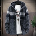 thumbnail image 5 of Dezsed Jackets for Men Men Casual Patchwork Long Sleeve Knitting Hooded Cardigan Zipper Coats Dark Gray XXL, 5 of 5