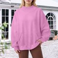 thumbnail image 2 of larppty Oversized Mock Neck Sweatshirt for Women – Long Sleeve Casual Pullover Sweatshirt With Pockets Fall Fashion (Pink, M), 2 of 4