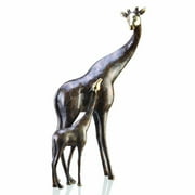 San Pacific International Inc SPI Brass Giraffe Mama and Baby Statue