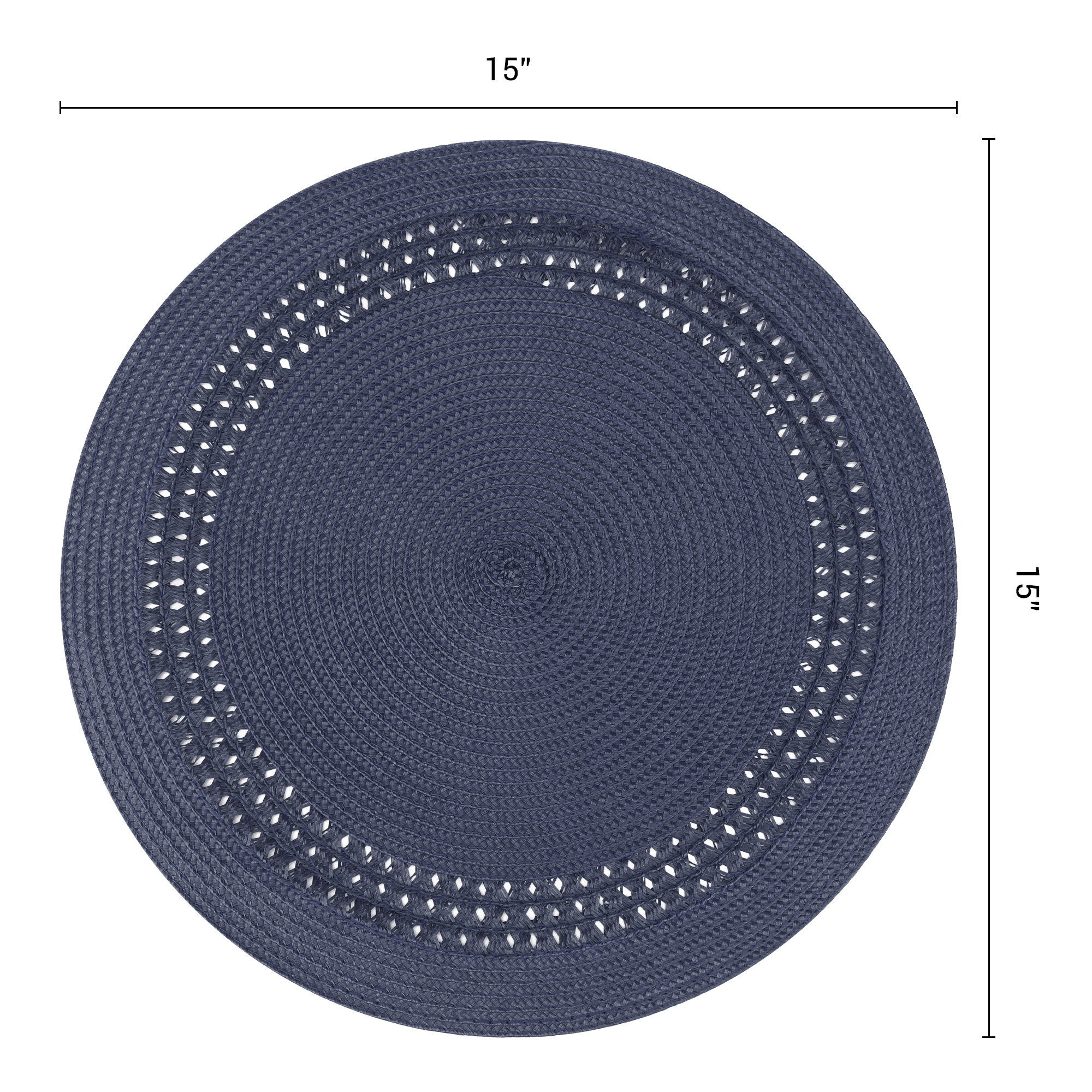 Unique Bargains Farmhouse Round Placemats Set of 6 Woven Placemats Navy Blue