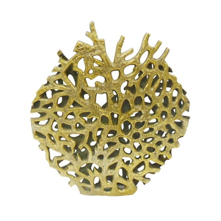 Beautiful Coral Look Metal Vase, Gold