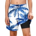 thumbnail image 1 of Zpanxa Boys Polyester Shorts Print Pattern with Double Layer Pockets Elastic Waistband Beach Sports Shorts 11 Years, 1 of 6