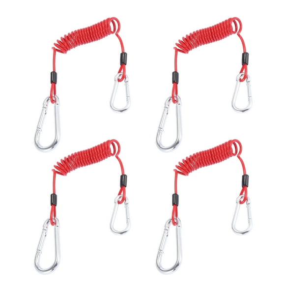 Unique Bargains 4pcs RV Trailer Breakaway Trailer Brake Cable Spring Towing Coiled Wire Extend to 6ft Strap