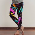 thumbnail image 2 of COMVALUE Women's Leggings - Full Length Bright and Neon Paint Splatter, Rainbow, and Patterened Leggings for Women Hot Pink Size L, 2 of 6