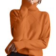 thumbnail image 2 of Women'S Turtle Neck Sweater Fall Winter Long Sleeve Chunky Knitted Trendy Pullover Tops Chocolate Color L, 2 of 9