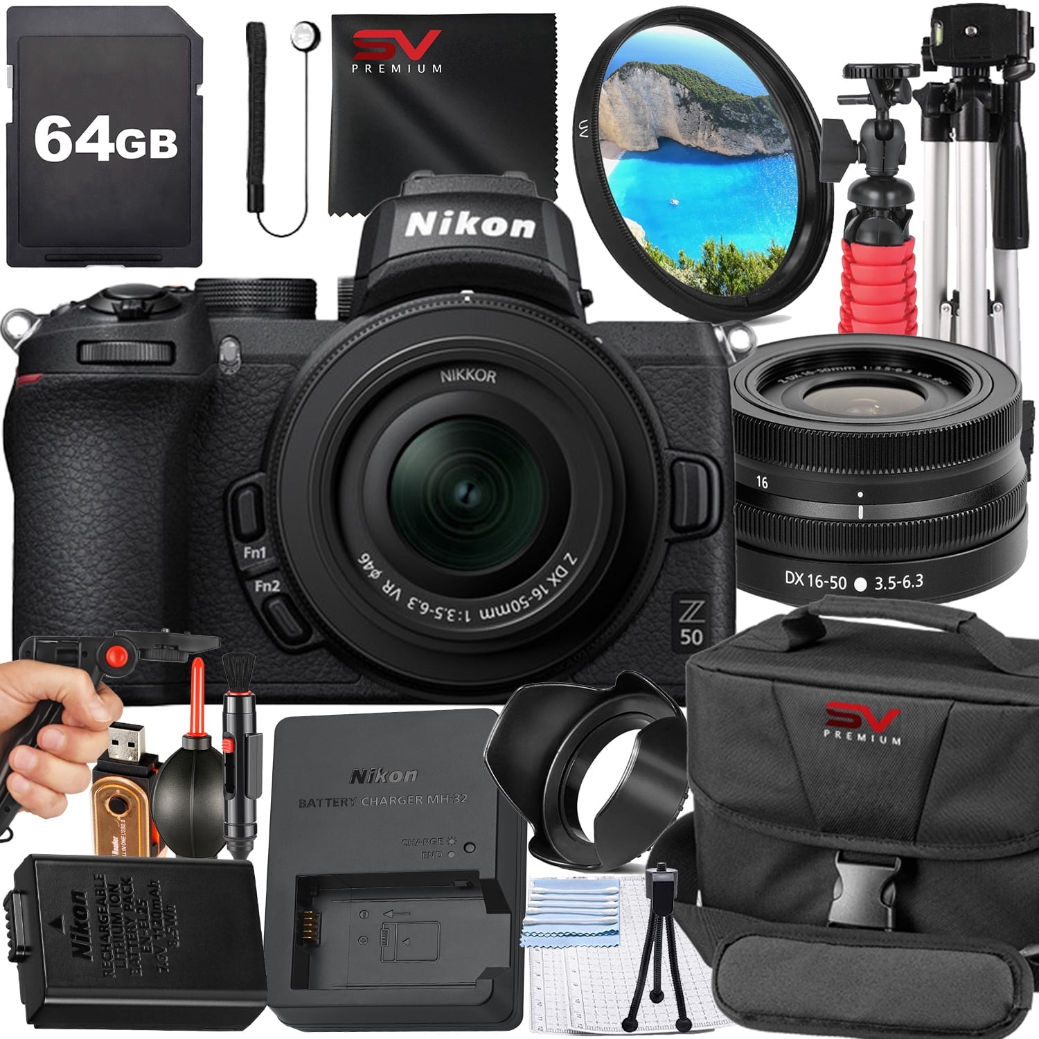 Nikon Z50 Kit: Mirrorless Camera, NIKKOR 16-50mm VR Lens, 64GB