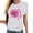 White, variant on Plus Size Tops Ladies' Round-neck Breast Printed Short-sleeved T-shirt Top Pink S