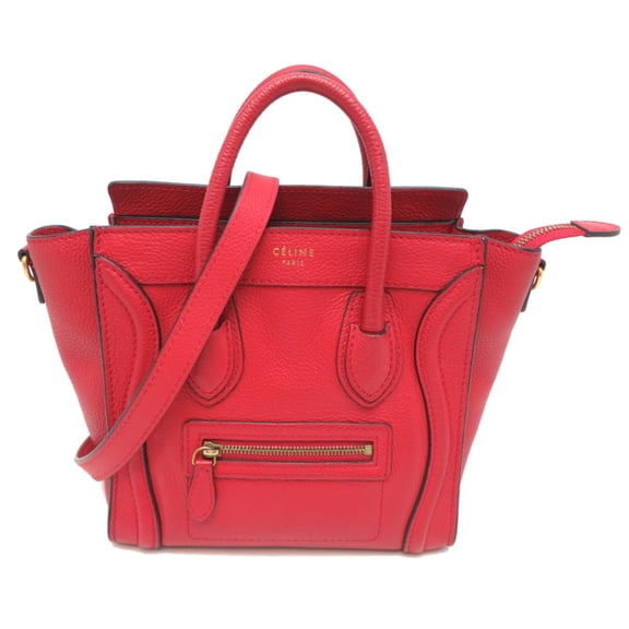 Pre-Owned Celine Luggage Nano Shopper Women's Handbag, Leather, Red