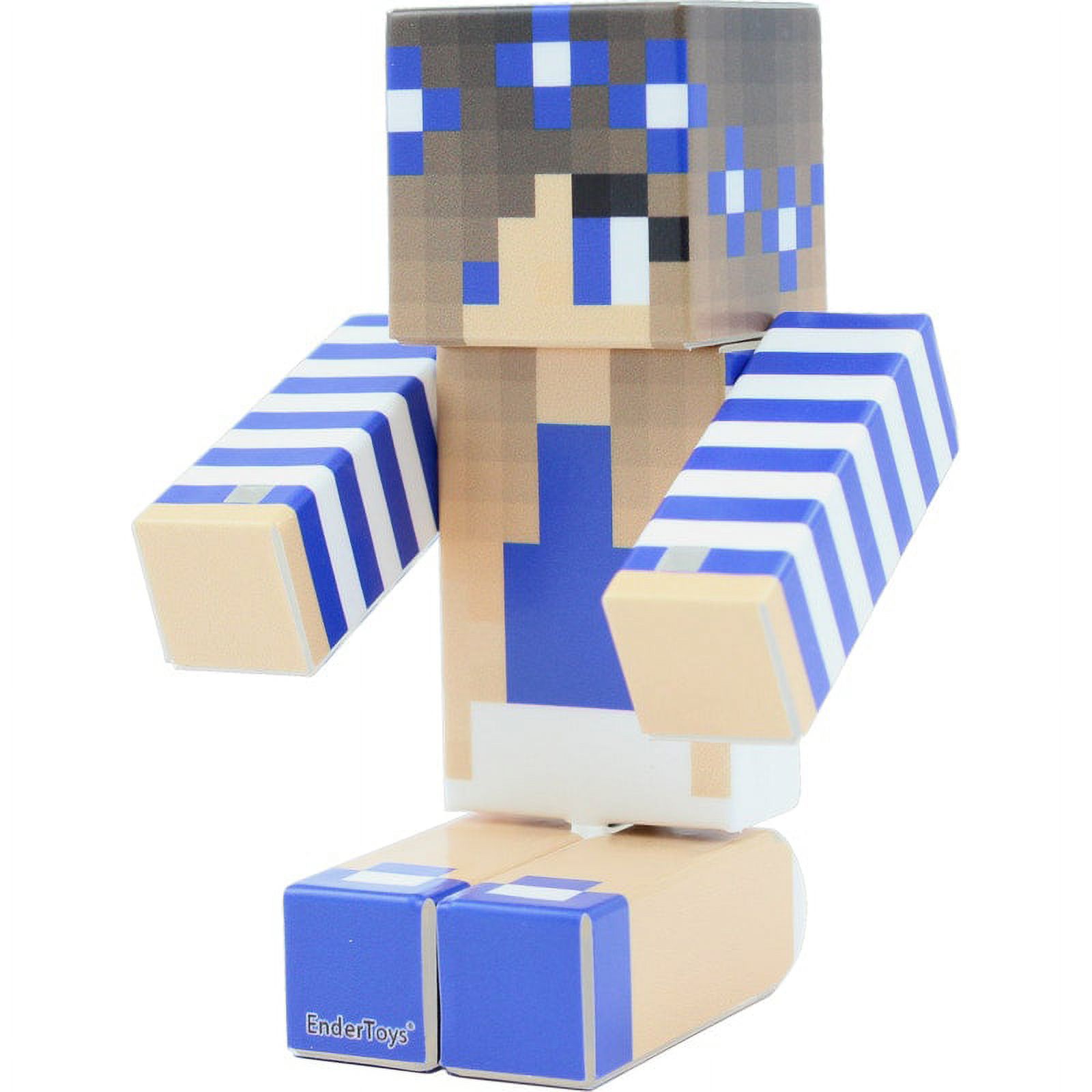EnderToys Pixelaction Figure - Blue Flower Girl - Minifigure Da Collezione 10 Cm, Snodabili Con Accessori Casuali E Mantello, Per Giocatori E Collezionisti