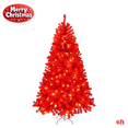 thumbnail image 3 of Artificial Red Christmas Tree with LED Lights, 6FT Pre-Lit Xmas Tree w/ 300 LEDs, 10 Modes, Premium PVC Branches, Easy Setup, 3 of 10