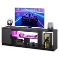 thumbnail image 3 of Bestier 63" LED TV Stand for TVs up to 70", Gaming Entertainment Center with PS5 Storage, Modern Media Console Table with 2-Tier Storage Shelves, Carbon Fiber Black, 3 of 7
