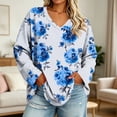 thumbnail image 2 of QIYAGBSA Plus Size Tops for Women Floral Print V Neck Long Sleeve Loose Tunic Casual Blouses for Fall Everyday Wear, 2 of 6