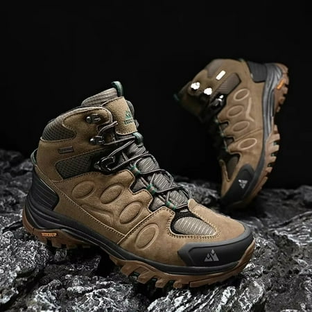 

LBNGJZ Warm Men‘s Suede High-Top Hiking Boot for Winter Outdoor Activities - Non-slip Sports Casual Trekking Boots with Lace Closure