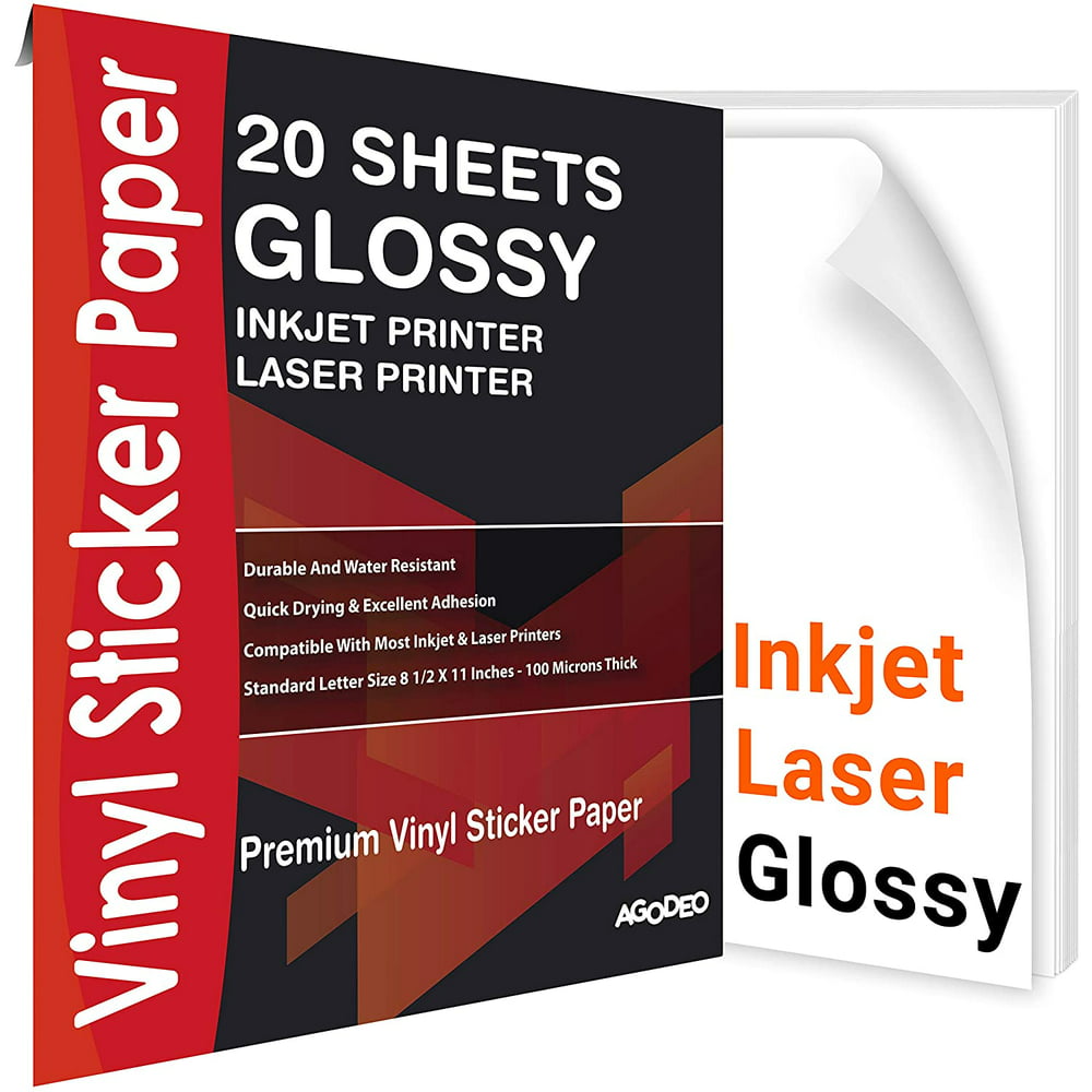 Printable Vinyl Sticker Paper for Inkjet & Laser Printer 20 Premium