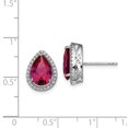 thumbnail image 2 of 925 Sterling Silver Cubic Zirconia Cz Lab Created Ruby Pear Stud Earrings Ball Button Birthstone July, 2 of 6