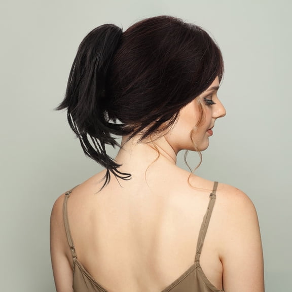 Raindrops Ponytail Wig Black High Temperature Fiber Stylized Hair Piece For Cosplay Women 1Pcs