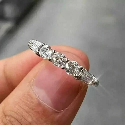 1.70Ct Lab Created Diamond Round Cut Women's Wedding Band 925 Sterling Silver 14K White Gold Plated