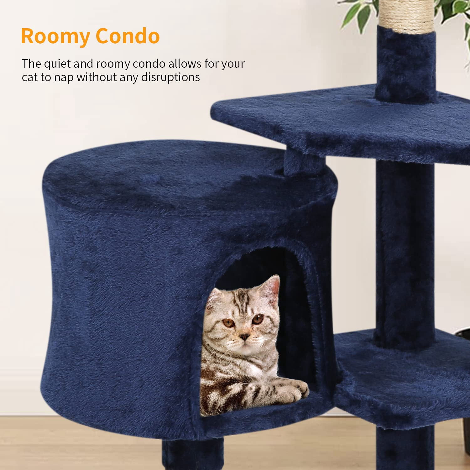 YRLLENSDAN 36 inch Cat Tree Tower for Indoor Cats, Small Cat Tower with Scratching Post, Cat Climbing Tower with Sturdy Cat Condo, Kitten Tree, Dark Blue