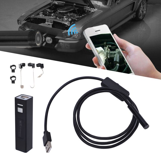 Borescope Inspection Camera, 8mm Industrial Wireless Endoscope Camera 3 Adjustable Resolutions for Sewer Pipe Checking