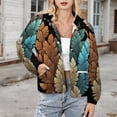 thumbnail image 3 of Jackets for Women Winter Coat Jackets Flannel Stand Collar Jacket(Colorful Fractal Fern Leaves Art,Size:S-4XL), 3 of 7