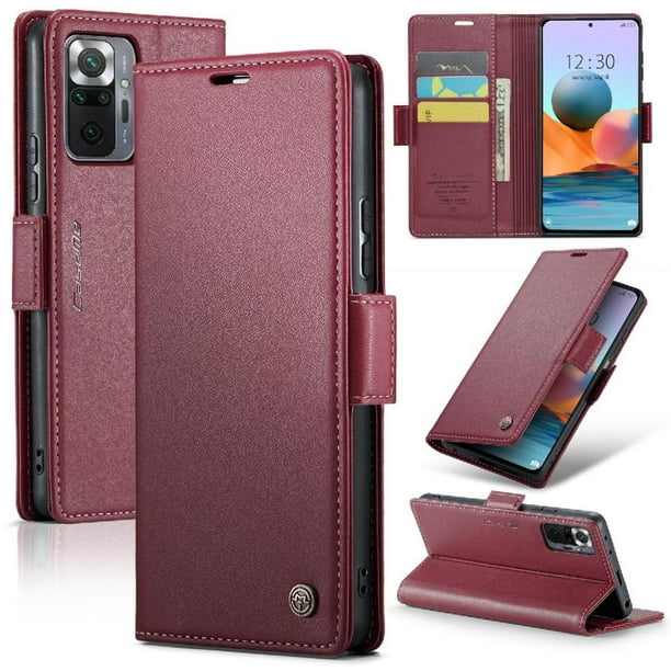 Funda tipo cartera Xiaomi Redmi Note 10 Pro 4G con cierre magnético, RFID, tarjetero, soporte, carga inalámbrica