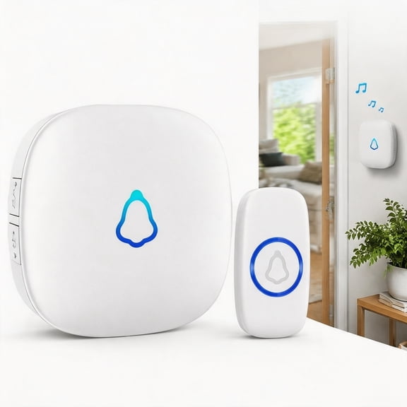 Wireless Doorbell Waterproof Outdoor, Long Range Home Security Door Chime with Keypad Button, Electronic Call Bell for House Apartment, White