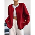 thumbnail image 5 of Womens Fleece Jacket Fall Winter Warm Long Sleeve Casual Loose Fit Comfy Fashion Outwear Cardigan Coat Brick Red XL, 5 of 8