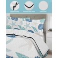 thumbnail image 3 of Quilts Queen Size Bedding Set, Blue Coastal Reversible Summer Quilt 3 Pieces, Starfish Shell Coral Summer Beach Ocean Lightweight Bedspreads Coverlets with 2 Pillow Shams for All Seasons, 3 of 5