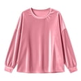 thumbnail image 5 of ZHYou Womens Long Sleeve Velvet Sweatshirts Crew Neck Drop Shoulder Loose Fit Casual Loungewear Tops,Pink,Size S, 5 of 6