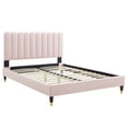 thumbnail image 3 of Platform Bed Frame, Full Size, Pink, Velvet, Bedroom, Modern Contemporary Boutique HB35497, 3 of 15