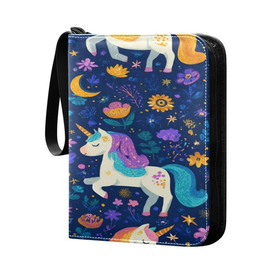 4 Pocket Card Binder with 50-page sleeve can hold 400 game cards Whimsical Unicorns