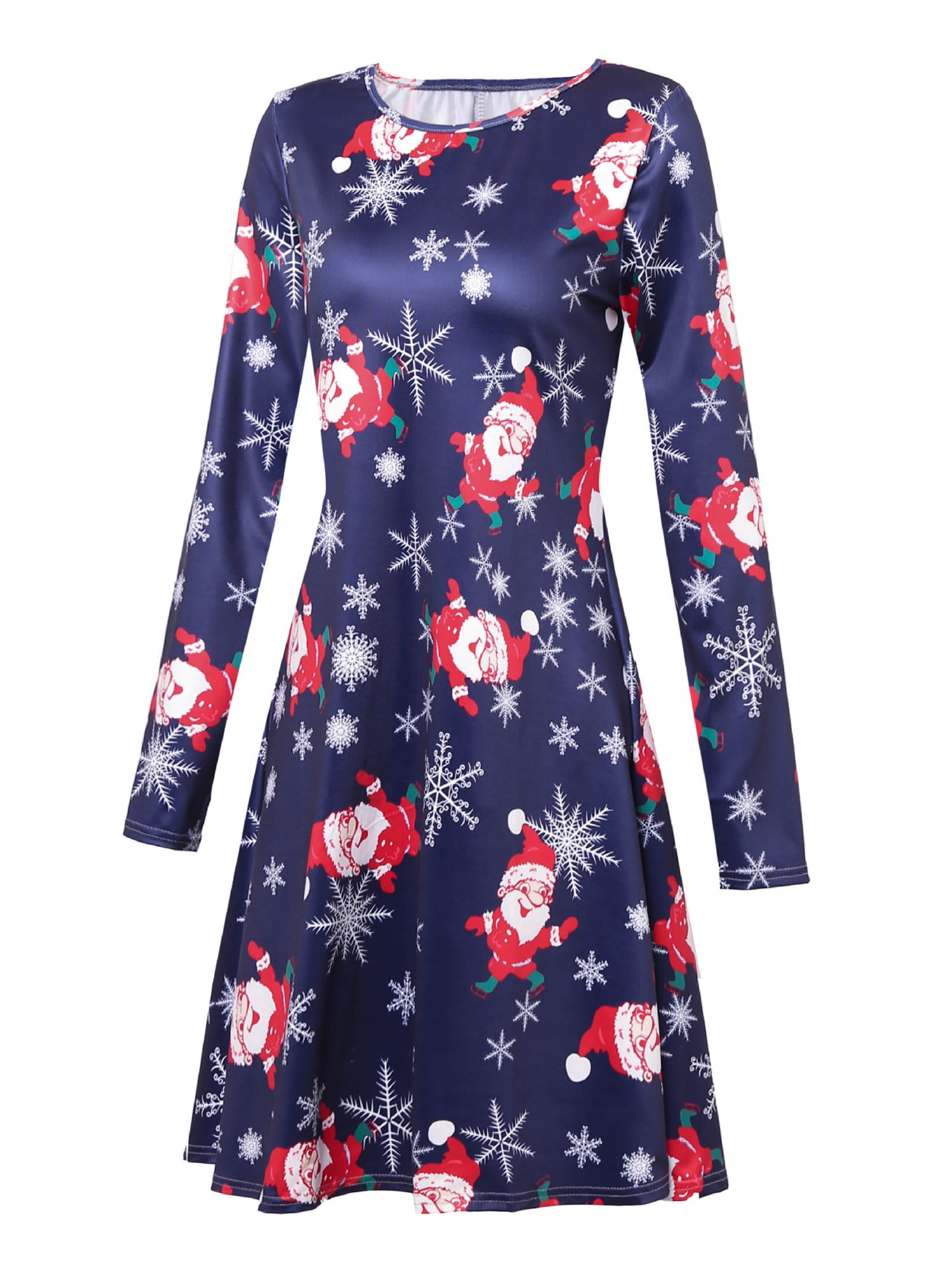 JBEELATE Womens Christmas Dresses Long Sleeve Casual Cocktail Party A Line Xmas Midi Party