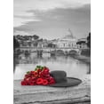 thumbnail image 2 of Frank, Assaf 12x14 Gold Ornate Wood Framed with Double Matting Museum Art Print Titled - Hat and bunch of roses on bridge with Basilica di San Pietro in Vatican, Rome, Italy, 2 of 4
