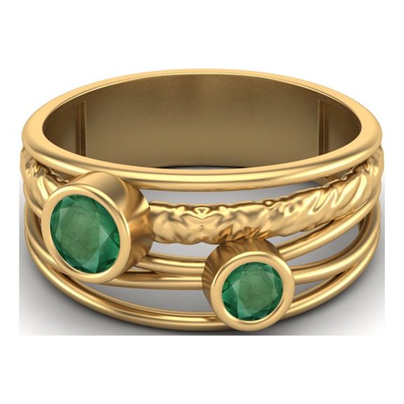 Mooneye 4mm Round Emerald Split Shank 925 Sterling Silver Gold Vermeil Dual Stone Women Gifts Ring