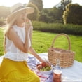 thumbnail image 3 of EeaseMX 1 unid al aire libre contenedor de flores picnic fruta titular tejido cesta amarillo, 3 of 8