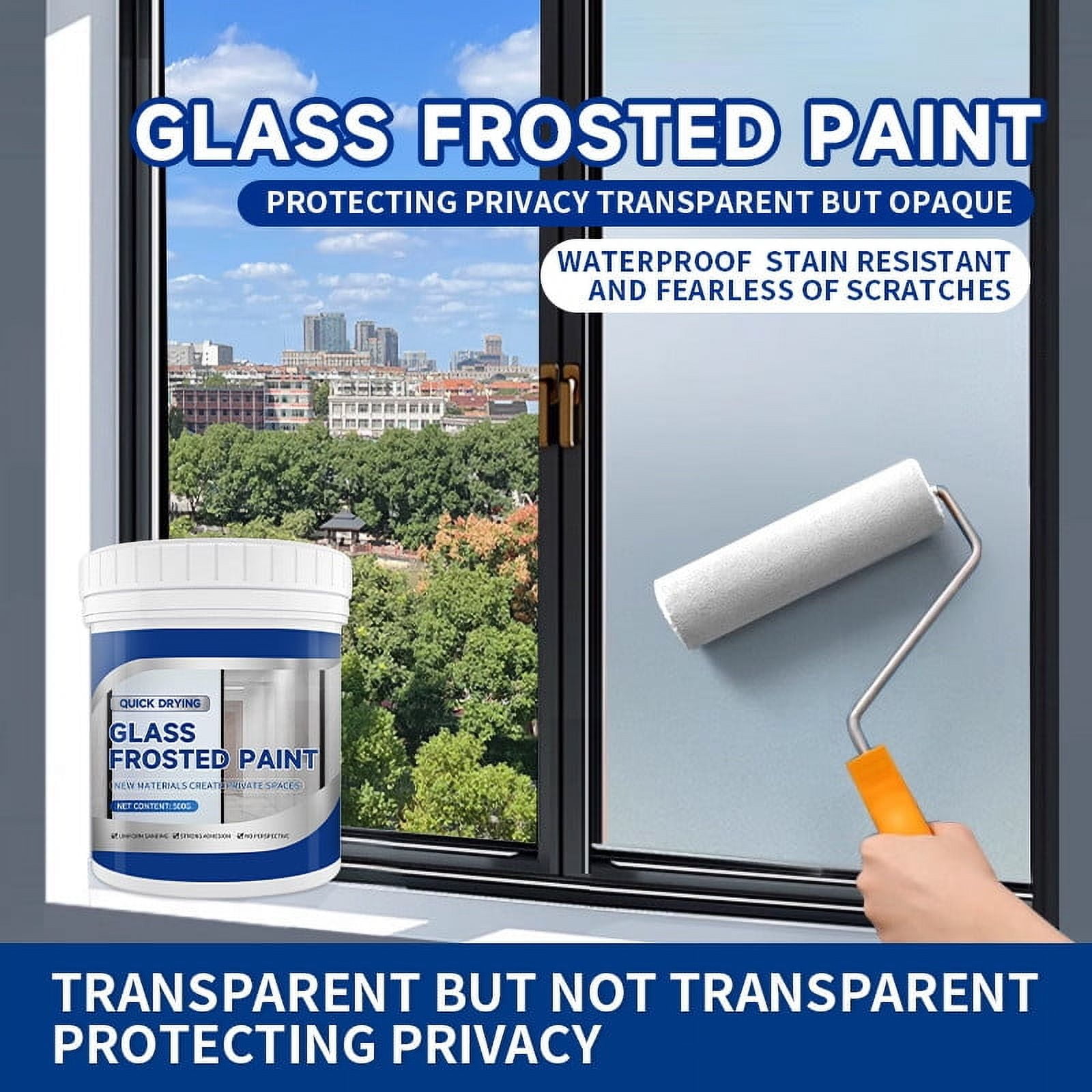 Quick Drying Glass Frosted Paint,Frosted Glass Paint, Household Privacy Protection Water-Based Frosted Paint For Glass,Frosted Glass Spray Paint for Offices Bathrooms in Glass Door
