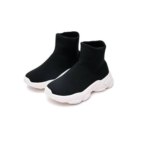 

UKAP Unisex-Child Walking Shoes Breathable Sock Sneakers Slip On Athletic Shoe Casual Sneaker Girls Boys Boots High Top Lightweight Black 9C