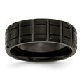 thumbnail image 1 of Titanium Notched Black IP-plated 8mm Brushed and Polished Band Size: 11; for Adults and Teens; for Women and Men, 1 of 6