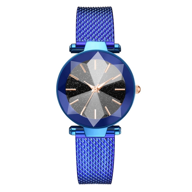 Reloj de pulsera con correa de silicona para mujer con esfera redonda de cuarzo de aleación informal simple (azul)