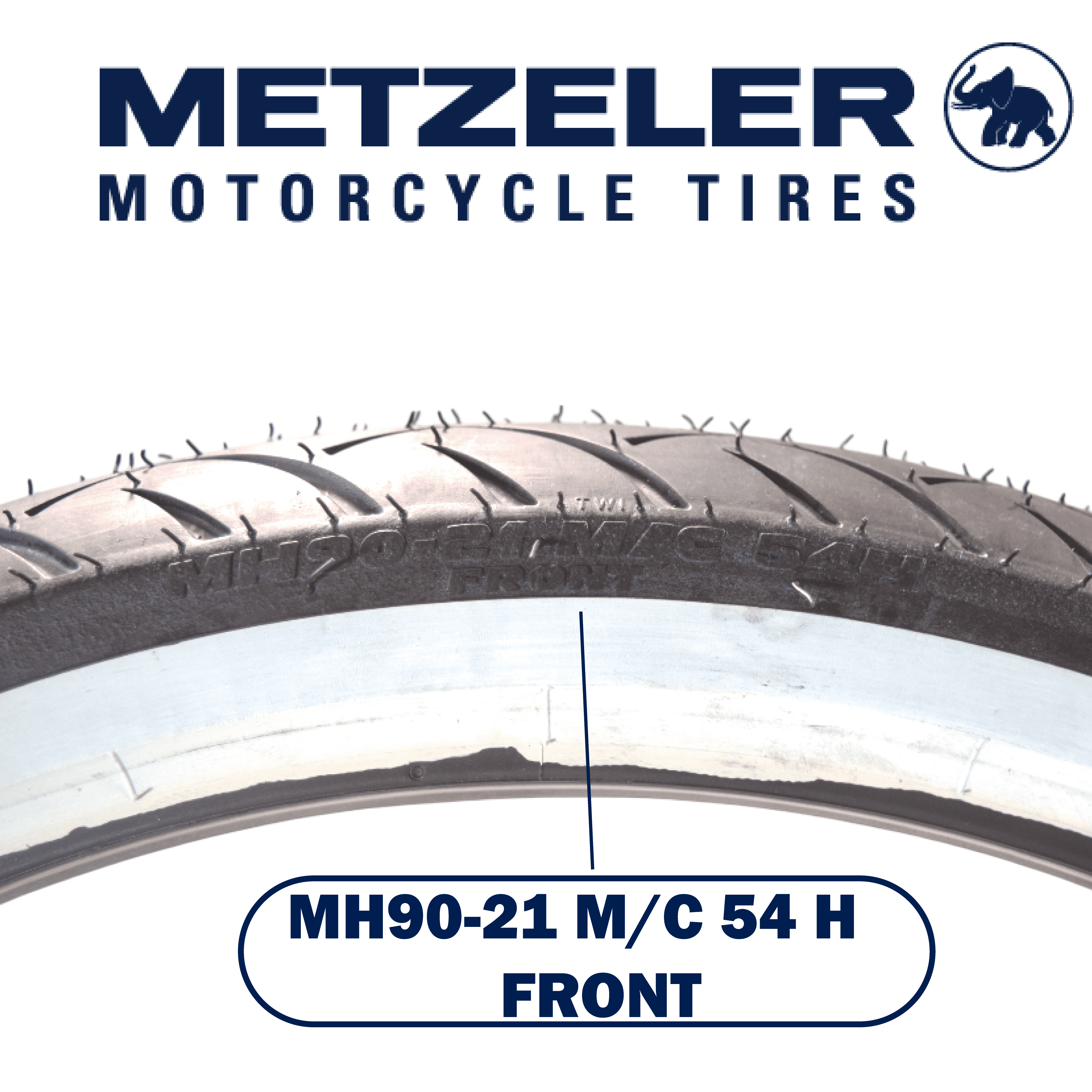 Metzeler ME 888 Marathon Ultra White Wall MH90-21 Front Tire with Keychain