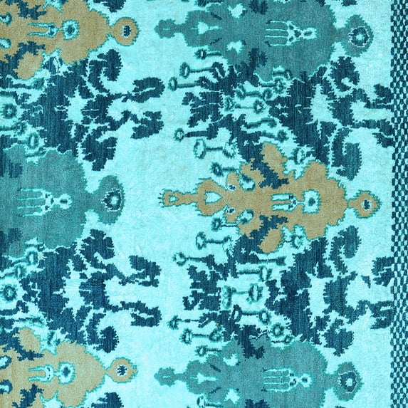 Ahgly Company Indoor Square Abstract Light Blue Modern Area Rugs, 6' Square