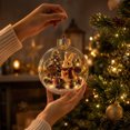 thumbnail image 6 of Clear Glass Christmas Ornament Ball with Bunny Rabbit, Mini Christmas Tree Scene Inside, Gold Crown Hanging Tree Decoration, 3.2x3.2 Inch, 1 Count, 6 of 7