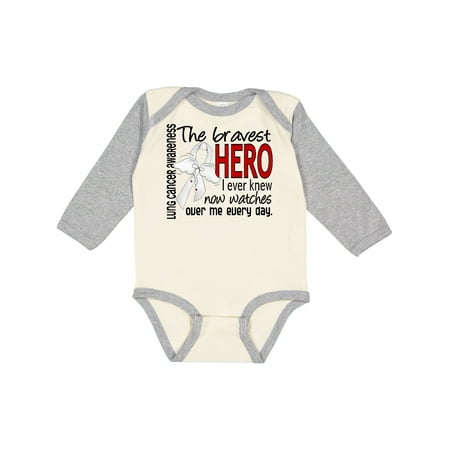 

Inktastic Lung Cancer Bravest Hero I Ever Knew 1 Gift Baby Boy Long Sleeve Bodysuit