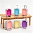 thumbnail image 3 of Mini Suitcase Party Favor Box - Colorful Mini Plastic Suitcases for Party Favors with Lid, Retractable Handle & Rolling Wheels for Travel Theme Decorations, Clear Purple, 3 of 9