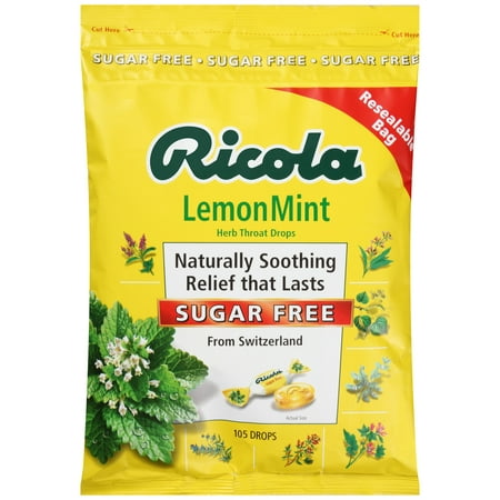 Ricola Lemon Mint Sugar Free Herb Throat Drops 105 ct (Best Tasting Ricola Cough Drops)