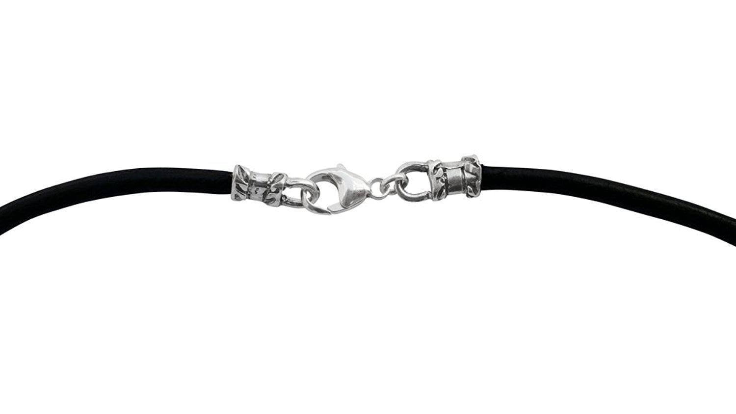 Sterling Silver 3mm Thick Black Leather Cord Necklace